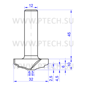 Концевая фреза 894 твердосплавного типа филенка для ЧПУ станка для обработки фасада из материала МДФ - ПРОМТЕХКОМПЛЕКТ