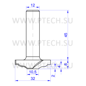 Концевая фреза твердосплавного типа филенка для ЧПУ станка для обработки фасада из материала МДФ 7795 - ПРОМТЕХКОМПЛЕКТ