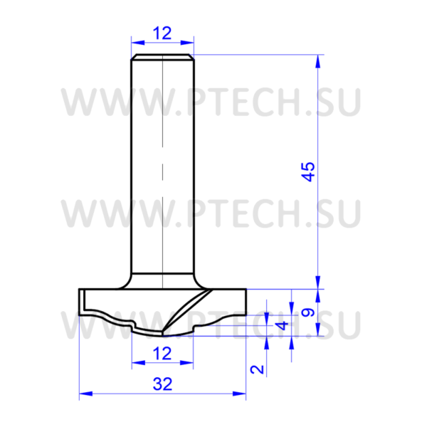 Концевая фреза 7865 твердосплавного типа филенка для ЧПУ станка для обработки фасада из материала МДФ - ПРОМТЕХКОМПЛЕКТ