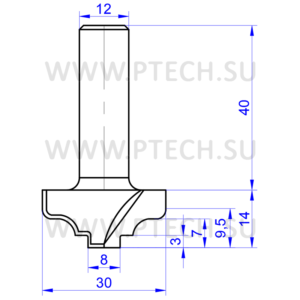Концевая фреза 2283 твердосплавного типа филенка для ЧПУ станка для обработки фасада из материала МДФ - ПРОМТЕХКОМПЛЕКТ