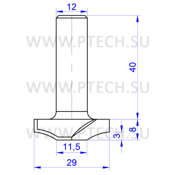 Концевая фреза твердосплавного типа филенка для ЧПУ станка для обработки фасада из материала МДФ 11216 - ПРОМТЕХКОМПЛЕКТ