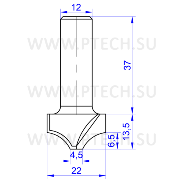 Концевая фреза 634 твердосплавного типа филенка для ЧПУ станка для обработки фасада из материала МДФ - ПРОМТЕХКОМПЛЕКТ
