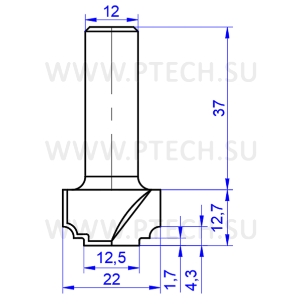Концевая фреза 643 твердосплавного типа филенка для ЧПУ станка для обработки фасада из материала МДФ - ПРОМТЕХКОМПЛЕКТ