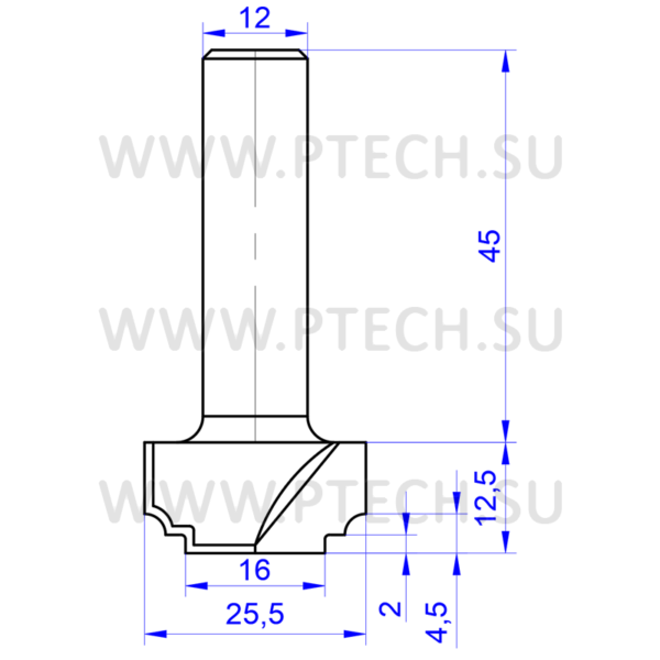 Концевая фреза твердосплавного типа филенка для ЧПУ станка для обработки фасада из материала МДФ 644 - ПРОМТЕХКОМПЛЕКТ