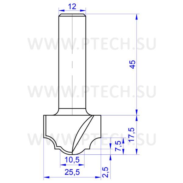 Концевая фреза твердосплавного типа профильная для ЧПУ станка для обработки фасада из материала МДФ 706 - ПРОМТЕХКОМПЛЕКТ