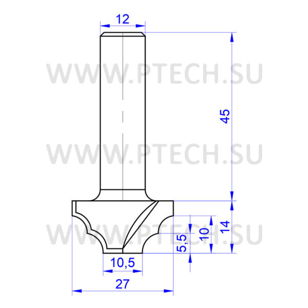 Концевая фреза 7915 твердосплавного типа филенка для ЧПУ станка для обработки фасада из материала МДФ - ПРОМТЕХКОМПЛЕКТ