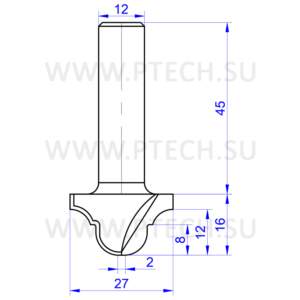 Концевая фреза твердосплавного типа филенка для ЧПУ станка для обработки фасада из материала МДФ 7925 - ПРОМТЕХКОМПЛЕКТ