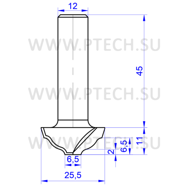 Концевая фреза 11738 твердосплавного типа филенка для ЧПУ станка для обработки фасада из материала МДФ - ПРОМТЕХКОМПЛЕКТ