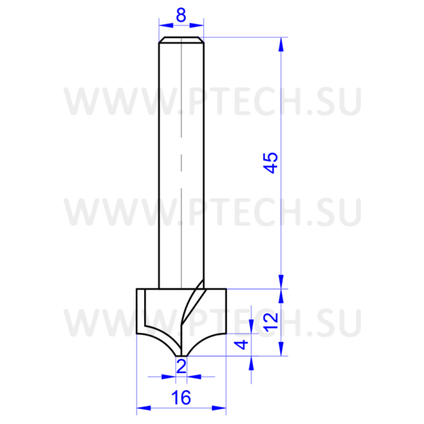Концевая фреза твердосплавного типа филенка для ЧПУ станка для обработки фасада из материала МДФ 13635 - ПРОМТЕХКОМПЛЕКТ