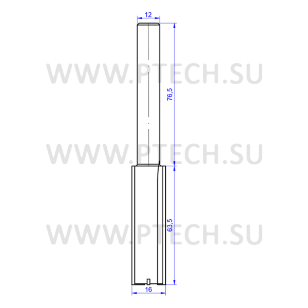 Фреза концевая пазовая D=16,0 I=63,5 S=12,0 L=140,0 - ПРОМТЕХКОМПЛЕКТ