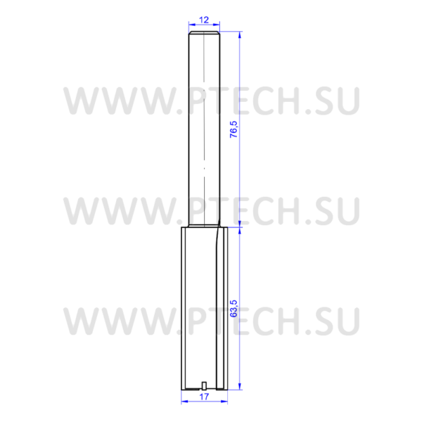 Фреза концевая пазовая D=17,0 I=63,5 S=12,0 L=140,0 - ПРОМТЕХКОМПЛЕКТ