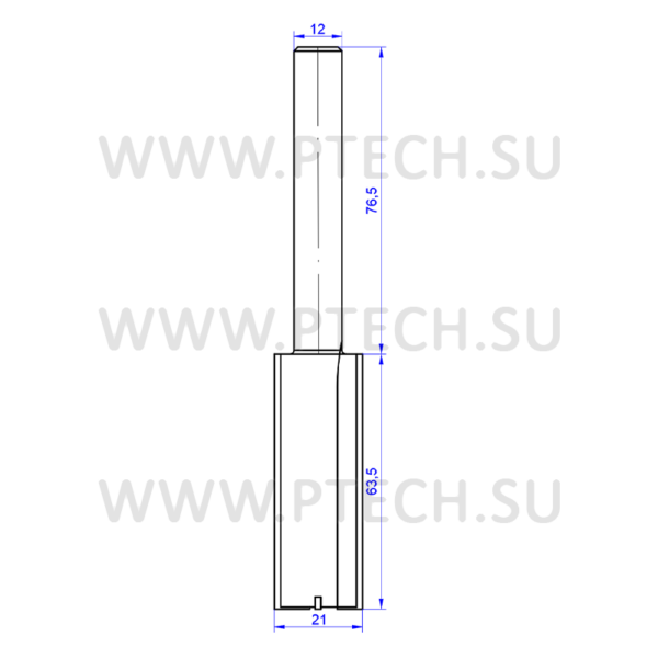 Фреза концевая пазовая D=21,0 I=63,5 S=12,0 L=140,0 - ПРОМТЕХКОМПЛЕКТ