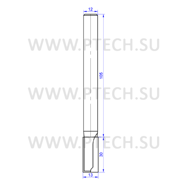 Фреза концевая пазовая удлиненная 13x30x135 - ПРОМТЕХКОМПЛЕКТ