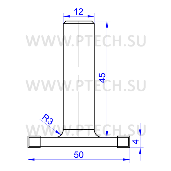 Фреза концева для пазов Z4 S=12 D=50x4 - ПРОМТЕХКОМПЛЕКТ