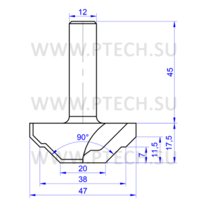 Фреза концевая твердосплавная ФК 0887-12 D47 V45 - ПРОМТЕХКОМПЛЕКТ