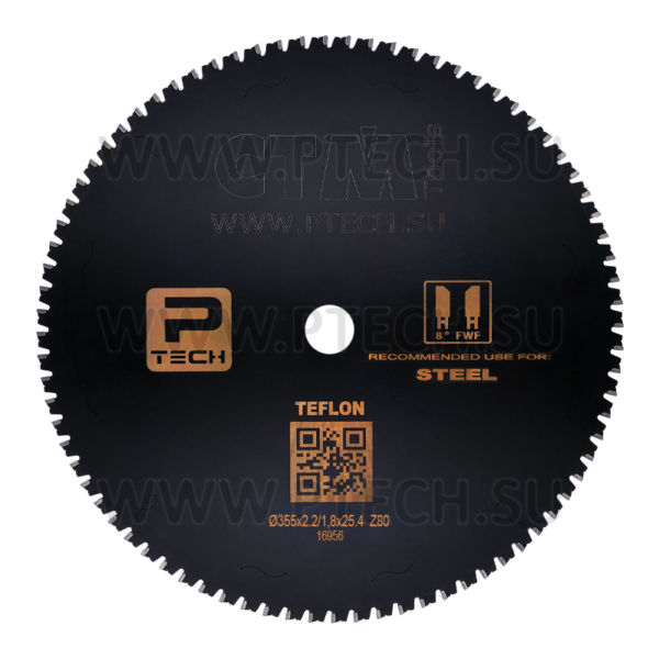 Пильный диск с тефлоновым покрытием 355x25,4x2,2/1,8 0° 8° FWF Z=80 1800 об/мин - ПРОМТЕХКОМПЛЕКТ